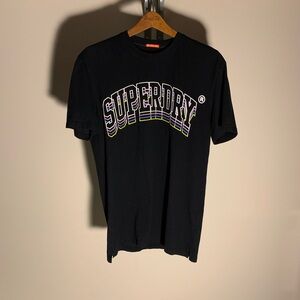 Superdry Black Tee with Multicolor Logo
